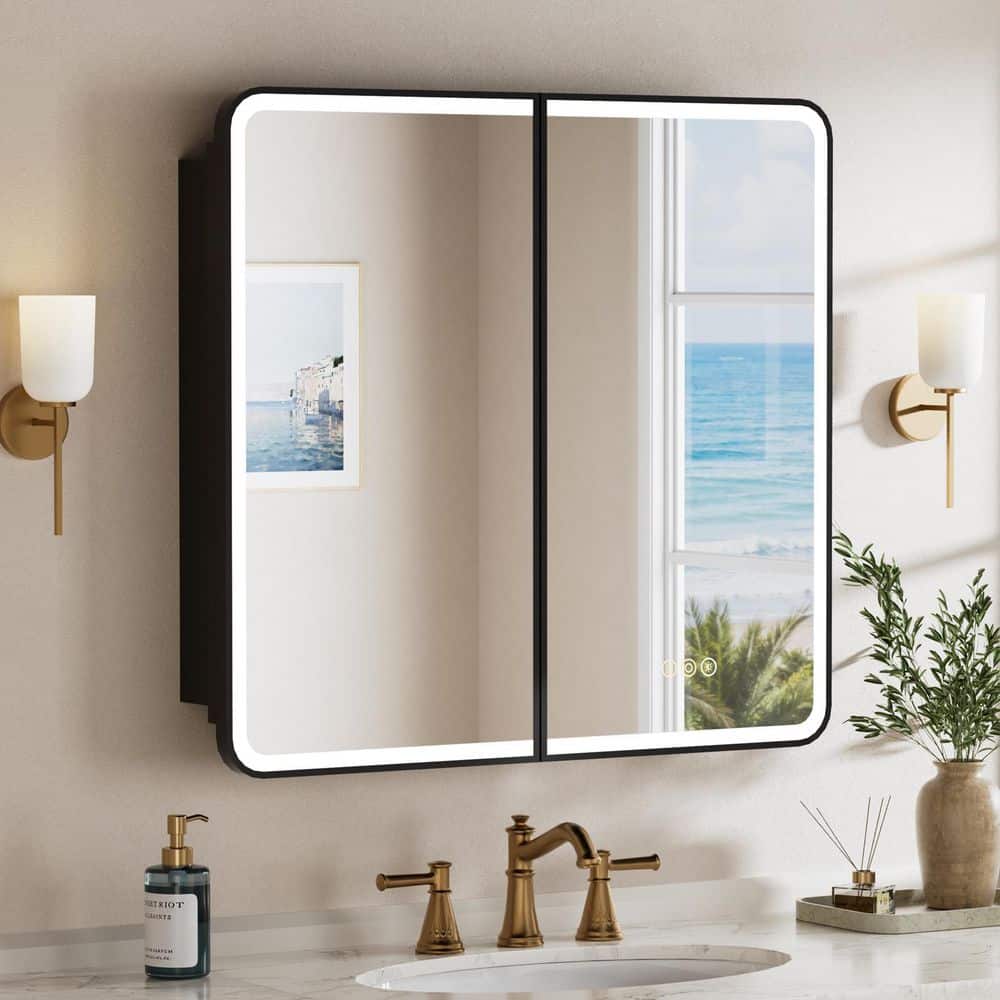 HBEZON 32 in. W x 30 in. H Rectangular Iron Recessed/Surface Mount