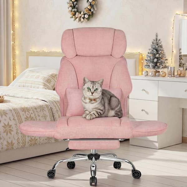 Hoffree Faux Leather Cross-Legged Executive Chair in Pink with