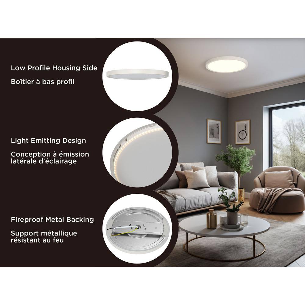 White Circular Integrated LED Flush Mount Ceiling Light