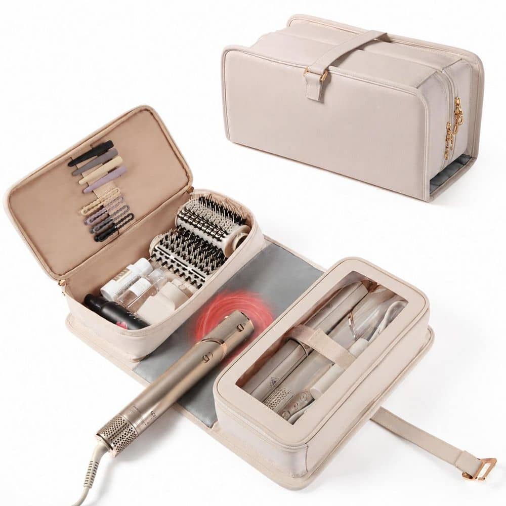 Foldable Hair Tool Organizer Travel Bag with Heat Resistant Mat, Water-Repellent, Beige price history on PriceWatchPro