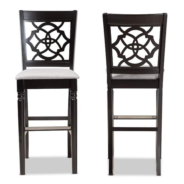 Baxton Studio 28.3 in. Alexandra Grey and Espresso Brown Bar Stool (Set of 2)