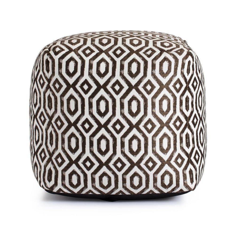 Zuma Brown 18 in. x 18 in. x 18 in. Brown and Ivory Pouf