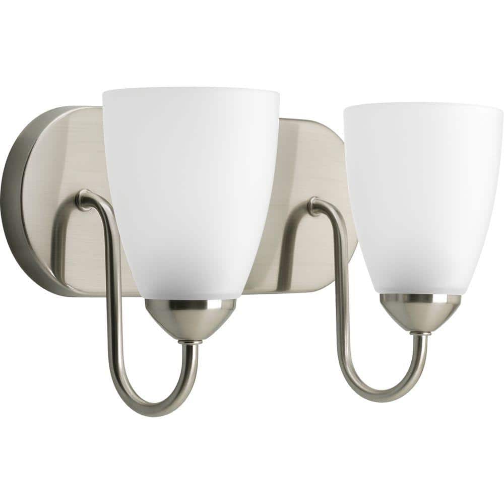 Gather Collection 2-Light Brushed Nickel Etched Glass Traditional Bath Vani