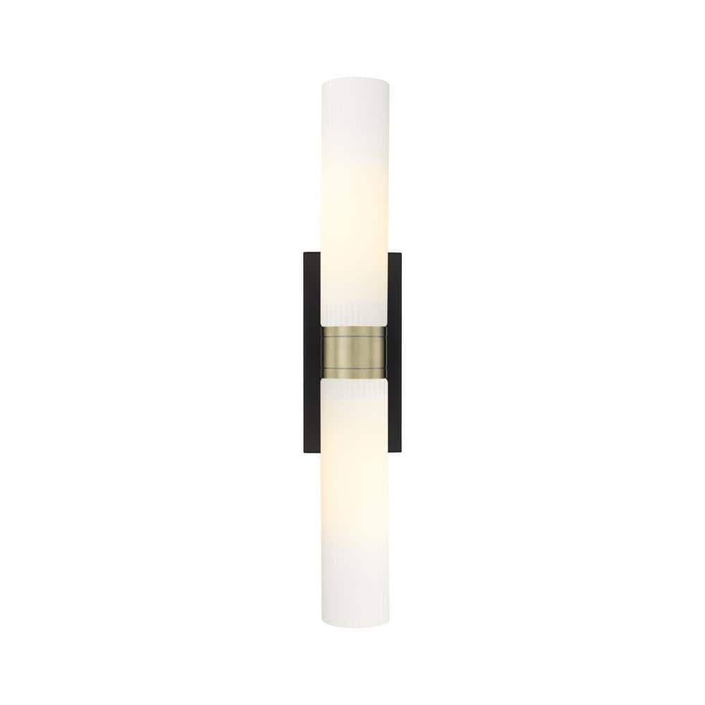 Ballston Urban 24 in. 2-Light Black Antique Brass Vanity Light with Glass Shade price history on PriceWatchPro