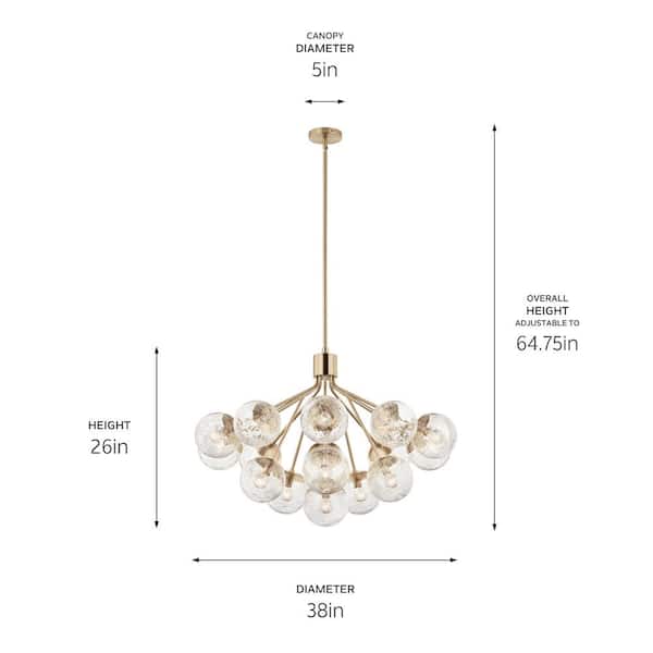 KICHLER Silvarious 38 in. 16-Light Champagne Bronze Modern Crackle