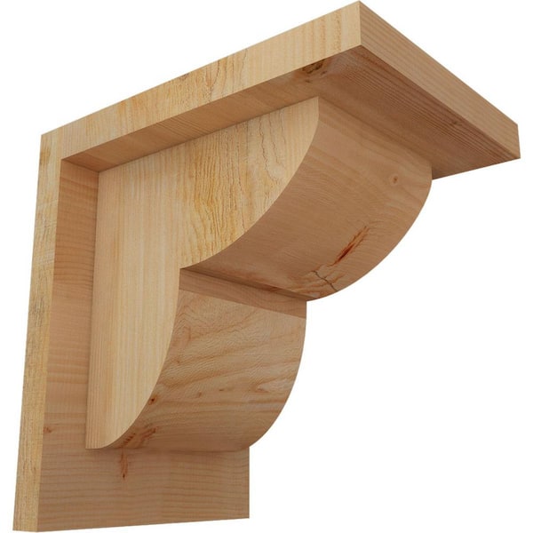 Ekena Millwork 6 in. x 8 in. x 8 in. Douglas Fir Crestline Rough Sawn Corbel with Backplate