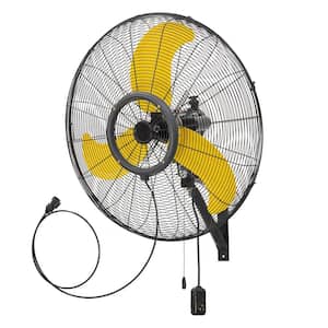 30 in. 3-Speeds Outdoor Wall Mounted Fan in Yellow with IP44 Enclosure Motor, Sealed Control Box, GFCI Plug