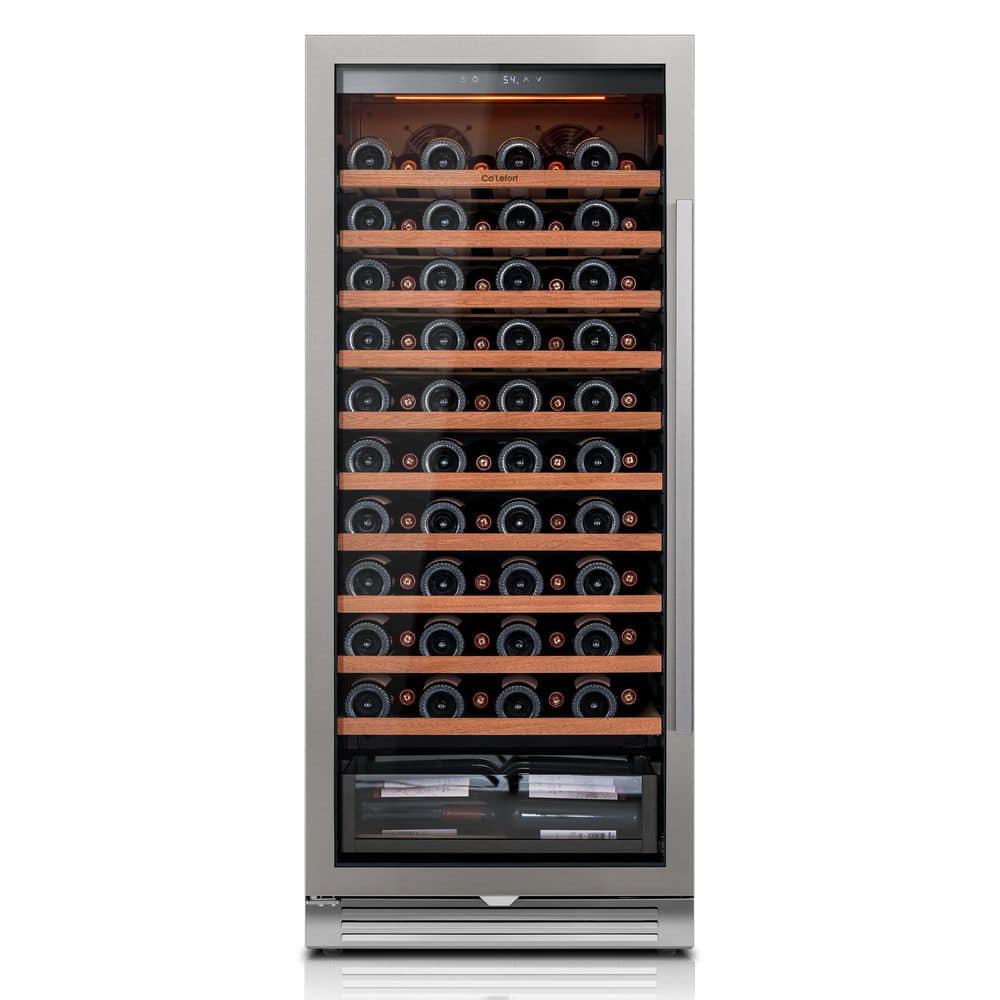 24 in. Single Zone 90-Bottle Built-in Wine Cooler Fridge Wine Refrigerator in Stainless Steel (Left Hinged) price history on PriceWatchPro