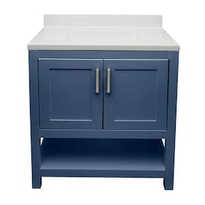Taos 31 in. W x 22 in. D x 36 in. H Bath Vanity in Navy Blue with White Cultured Marble Top