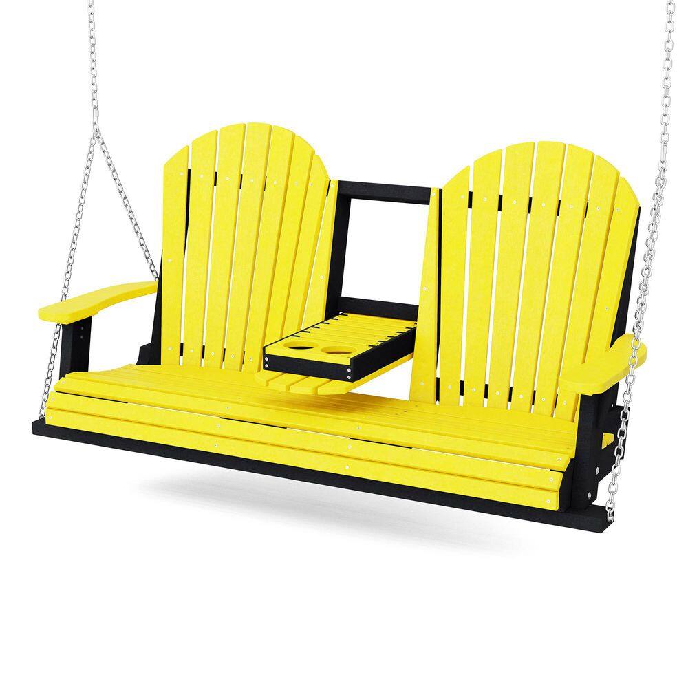 Heritage 2-Person Lemon Yellow and Black HDPE Plastic Porch Swing with Console price history on PriceWatchPro