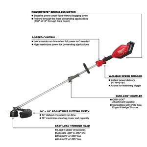 M18 FUEL 18V Lithium-Ion Brushless Cordless Quik-Lok String Trimmer with 8.0 Ah Battery & 5.0 Ah Battery