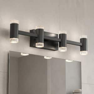 Mist 27 in. 4 Light Black Modern Integrated LED 5 CCT Vanity Light Bar for Bathroom