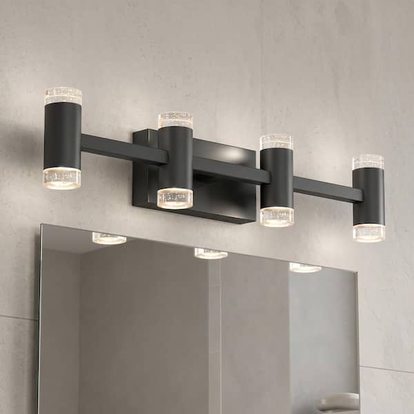 Mist 27 in. 4 Light Black Modern Integrated LED 5 CCT Vanity Light Bar for Bathroom