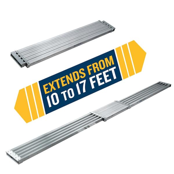Werner 10 ft. - 17 ft. x 14in. Telescoping Aluminum Extension Plank with 250 lb. Load Capacity