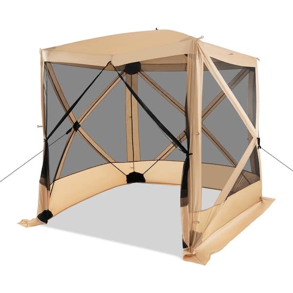 ANGELES HOME 6.7 ft. x 6.7 ft. Coffee Pop-Up Gazebo with Netting and Carry Bag