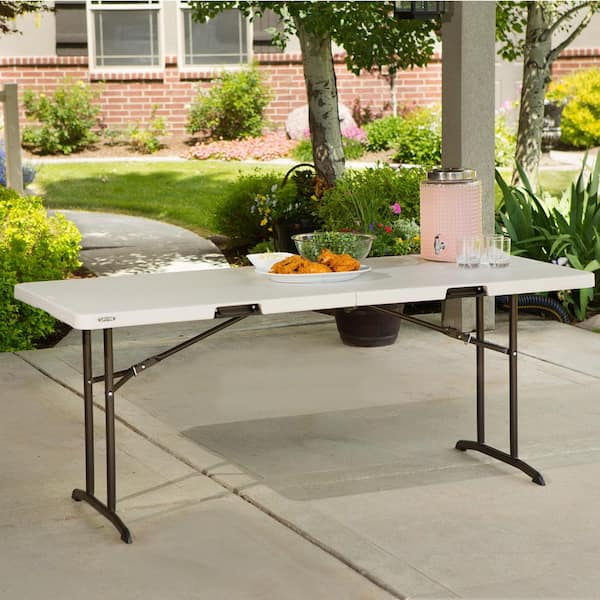 Lifetime 72 in. Almond Plastic Folding Banquet Table 80382 - The