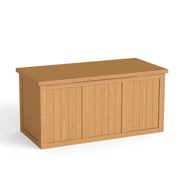 Tenleaf 67 Gal. Light Brown Wood Deck Box Outdoor Storage Box for