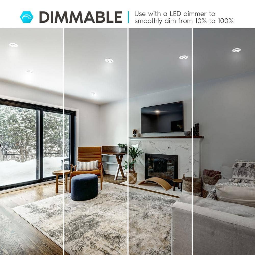 Sleek 5"/6" Selectable CCT LED Recessed Lighting Kit with Tilt and Rotate