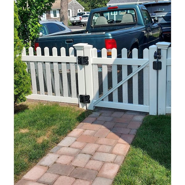 Chelsea 5 ft. W x 3 ft. H White Vinyl Picket Fence Gate Kit Includes Gate Hardware