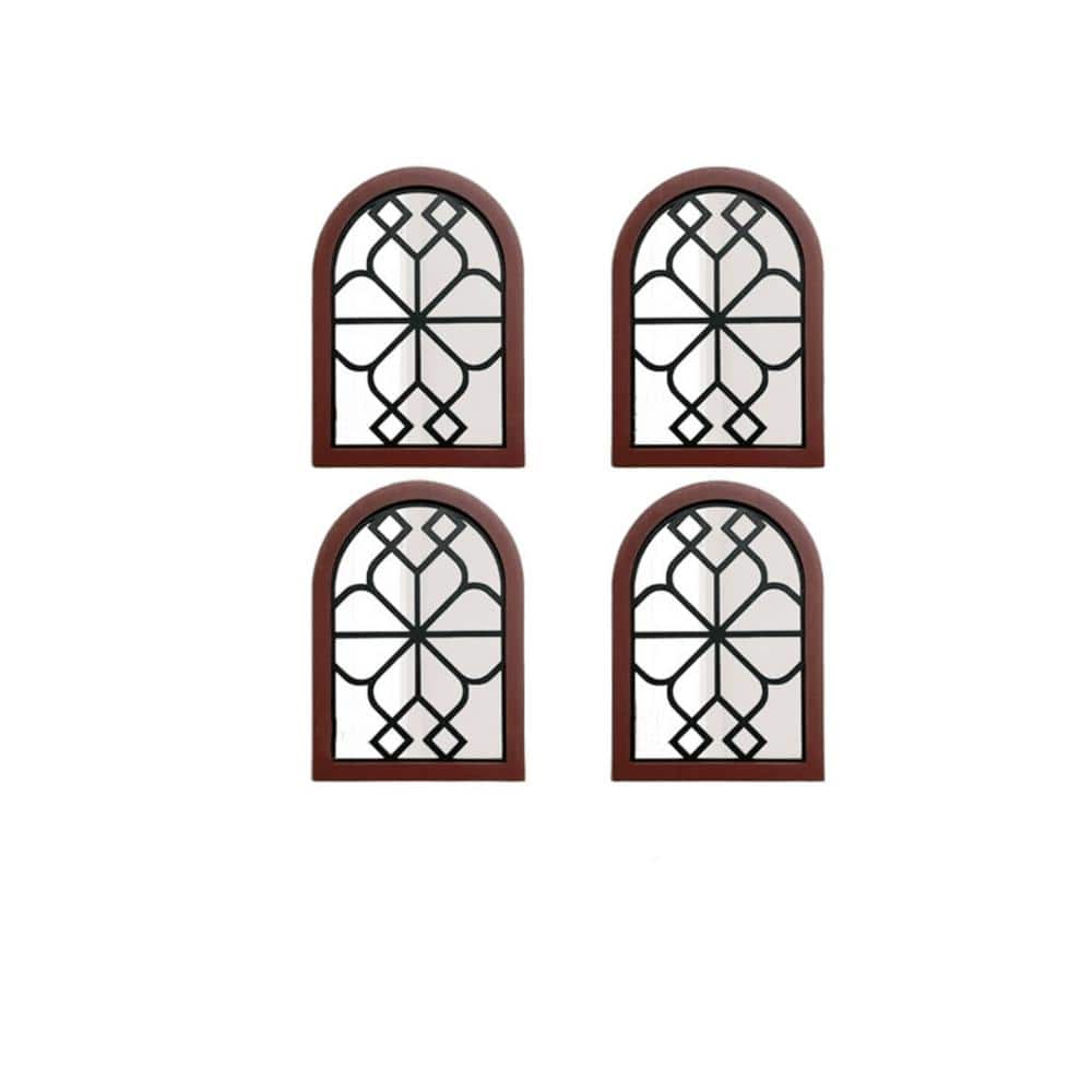 4-Piece Light Brown 13.7 in W x 9.8 in. H Farmhouse Rectangle Wood Framed M