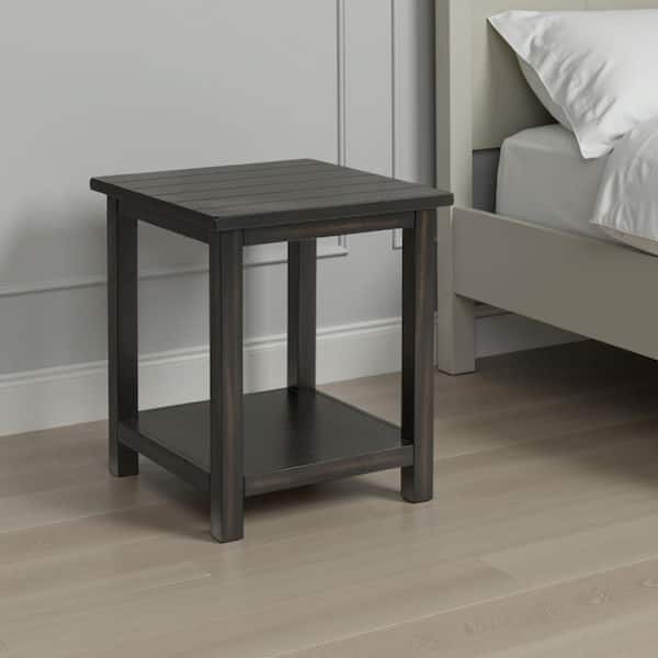 Ayne 20 in. Java Gray Square Wood End Table with 1-Bottom Shelf