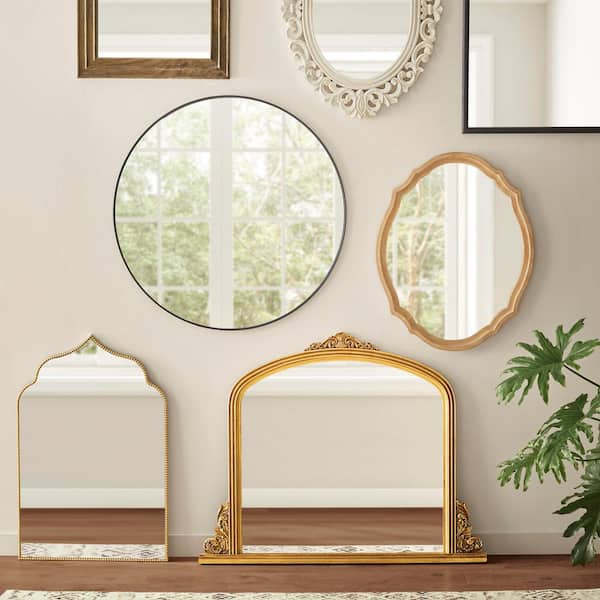 Home Decorators Collection H5MH252 Medium Ornate Arched Gold Antiqued Classic Accent Mirror (35 in. H x 24 in. W)