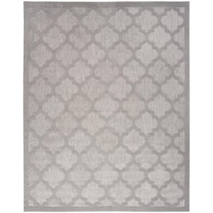 Easy Care Silver Grey 7 ft. x 10 ft. Geometric Contemporary Indoor Outdoor Area Rug