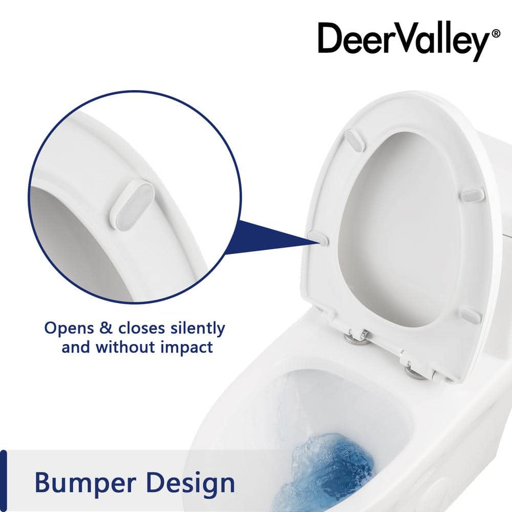 White Ceramic Elongated Dual Flush One-Piece Toilet