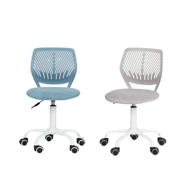 Homy Casa CARNAT Kids Desk Chair, Adjustable Swivel Chair with Cushioned Seat and Lumbar Support, Grey and Light Blue Set of 2
