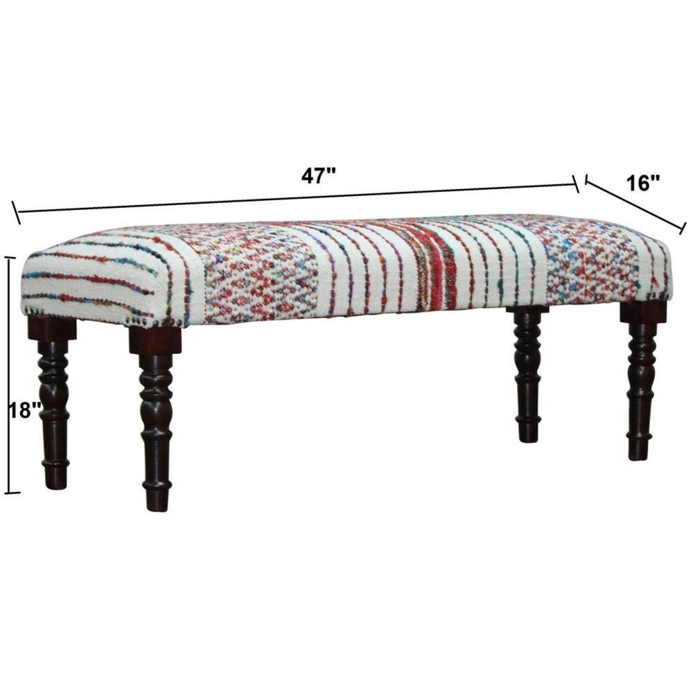 Colorful Chevron and Striped Chindi Bench with Storage