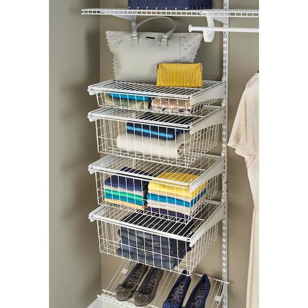 4 Drawer Wide Mesh Wire Basket, Wire Closet Shelving Home Depot