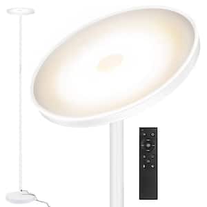 70.9 in. White Modern 1-Light Dimmable and Color Temperature Adjustable LED Torchiere Floor Lamp
