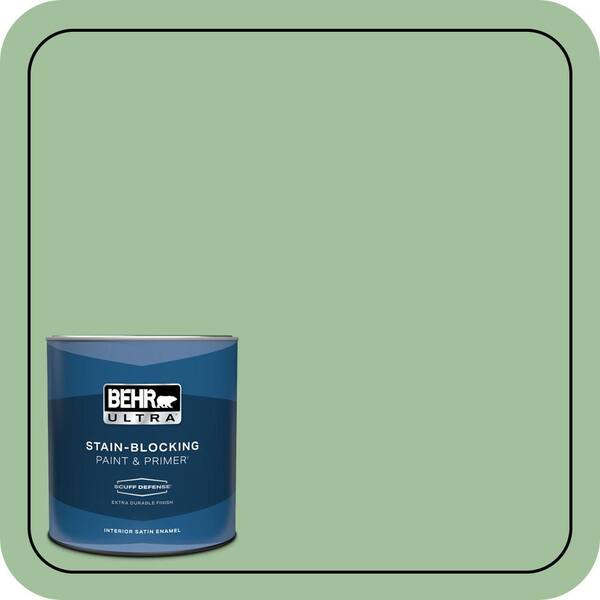BEHR ULTRA 1 qt. #BIC-25 Spring Sprig Extra Durable Satin Enamel Interior Paint & Primer