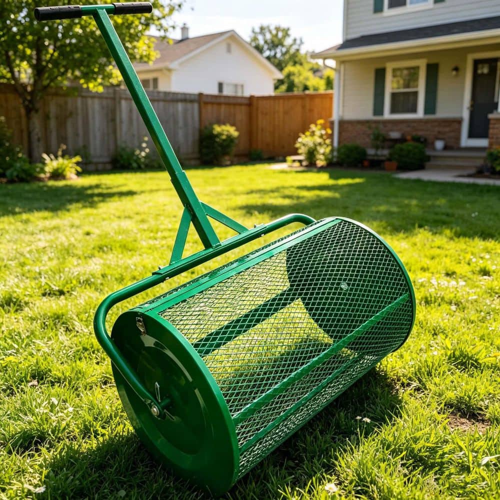 Original 24 in. Compost and Peat Moss Spreader Roller w/ T Shaped