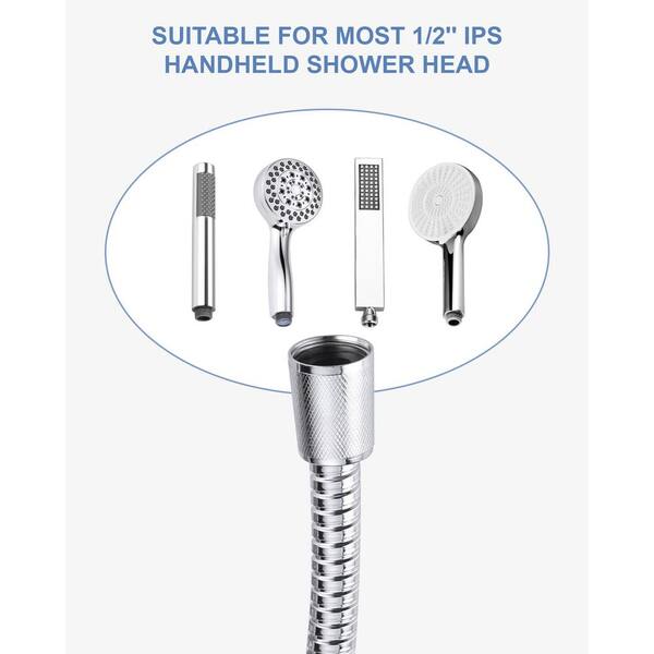 71-Inch Metal Shower Hose With Dual Cone Anti-Tangle Nuts: 304
