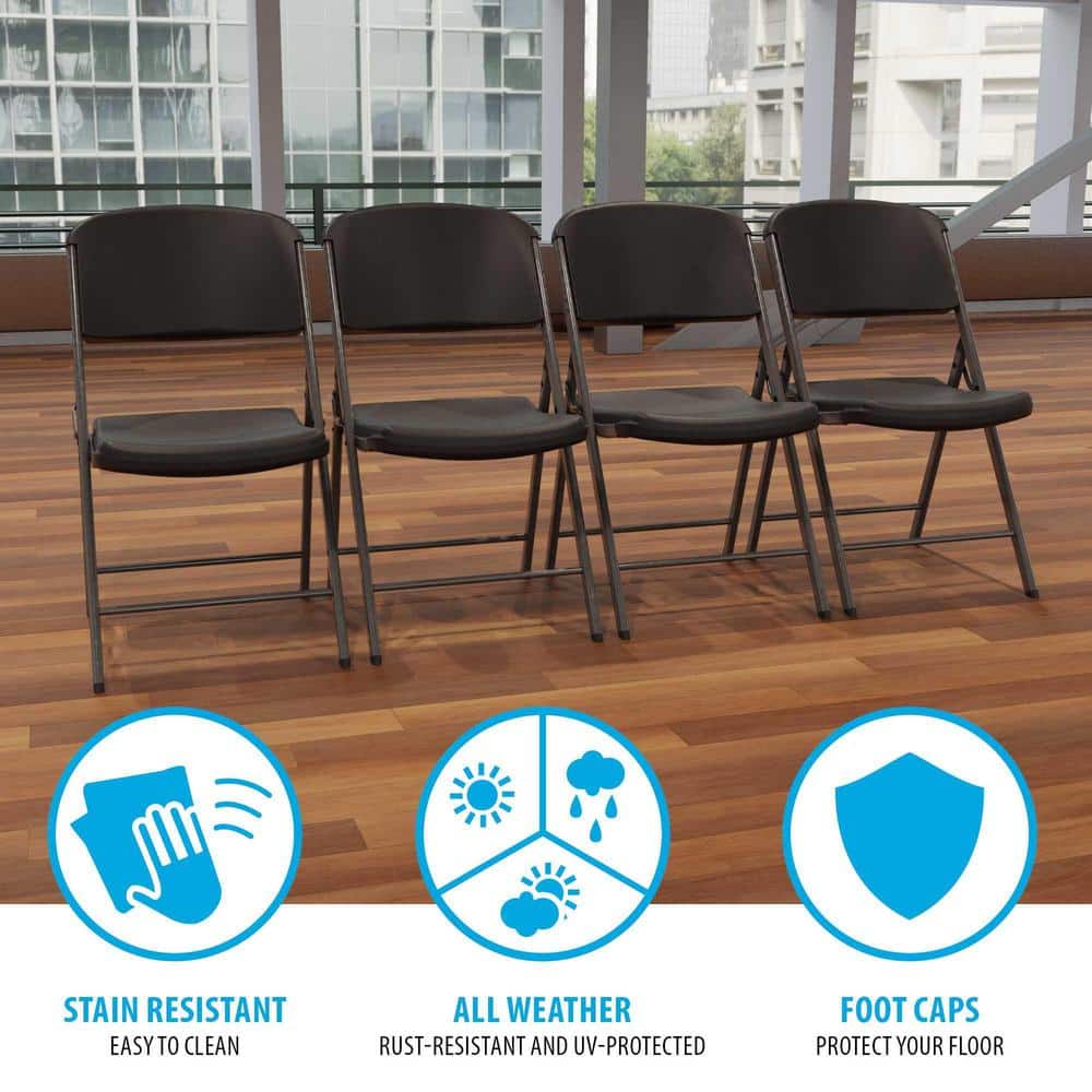 Lifetime Black Commercial Grade Folding Chairs, 4 Pack
