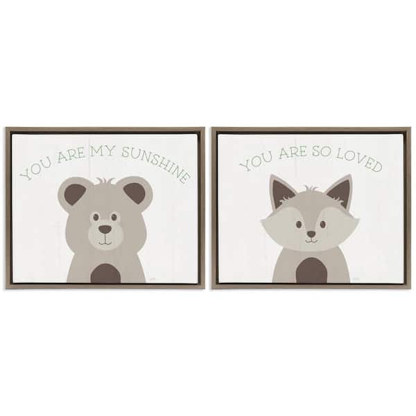 Stupell Industries Uplifting Kid's Animal Quote by Natalie Carpentieri 2 Piece Brown Floater Frame Animal Graphic Art Print 17 in. x 21 in.