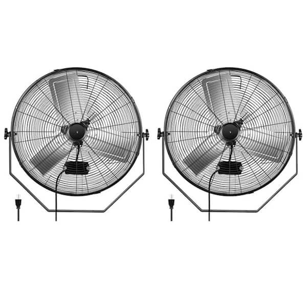 2-Pack 24 in. 3-Speed High Velocity Black Indoor Wall Mount Fan