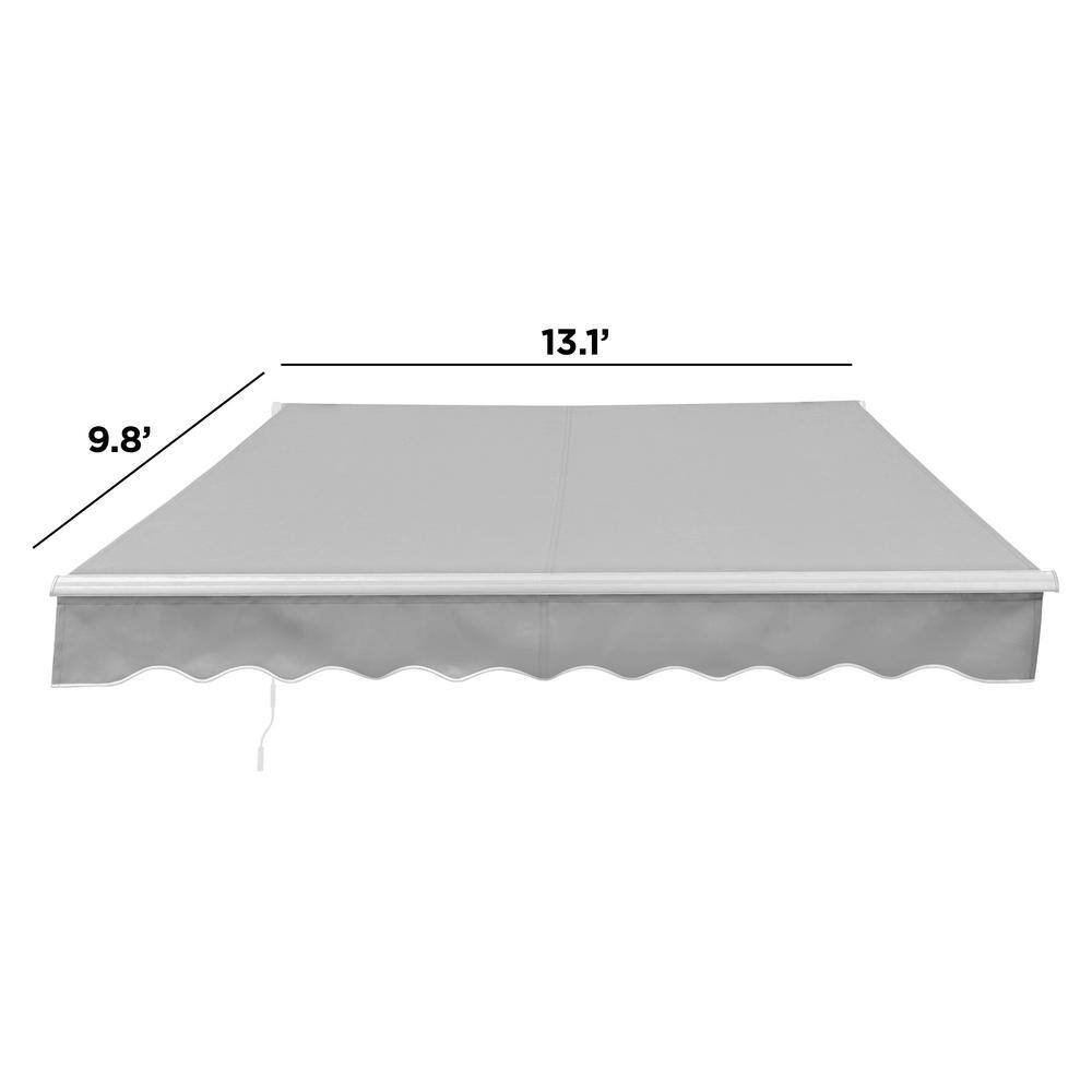 Silver Gray 13 x 10 ft Retractable Patio Awning with White Aluminum Frame