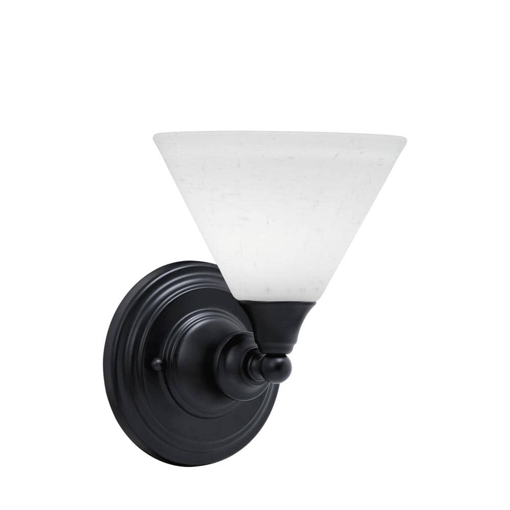 Fulton 1-Light Matte Black Wall Sconce, 7 in. White Muslin Glass