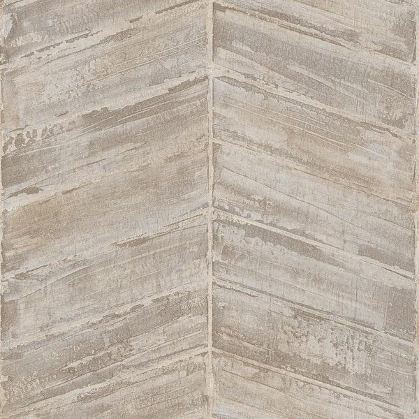 Unbranded Ambiance Brown/Blue Metallic Textured Geometric Wooden Chevron Vinyl Non-Pasted Wallpaper (Covers 57.75 sq. ft.)