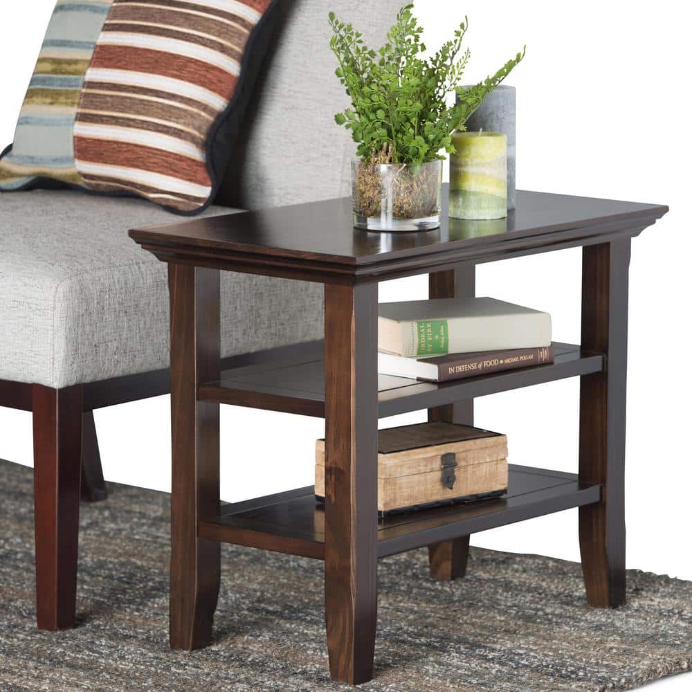 Brunette Brown Solid Wood Transitional Narrow Side Table