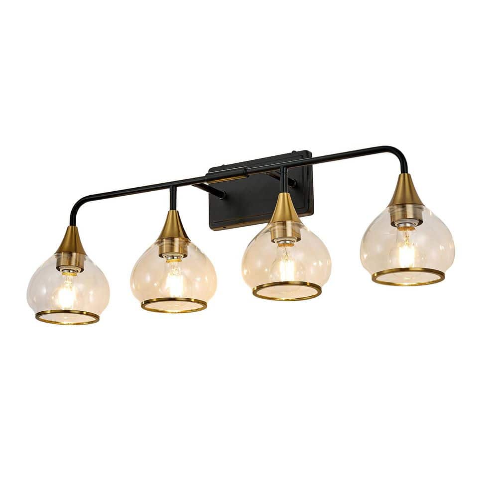 30.9 in. 4-Light Black and Gold Vanity Light with Clear Glass Shade price history on PriceWatchPro