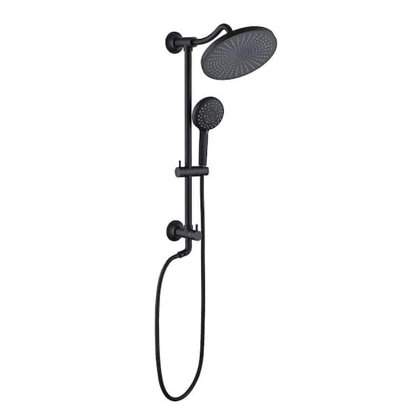 YASINU Mark 5-Spray Wall Slide Bar Round Shower Faucet with Handheld Shower in Matte Black (Valve Not Included)