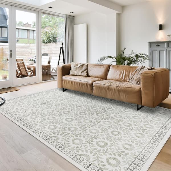 Crystal Print Esme Sage 8 ft. x 10 ft. Floral Digitally Printed Polyester Area Rug