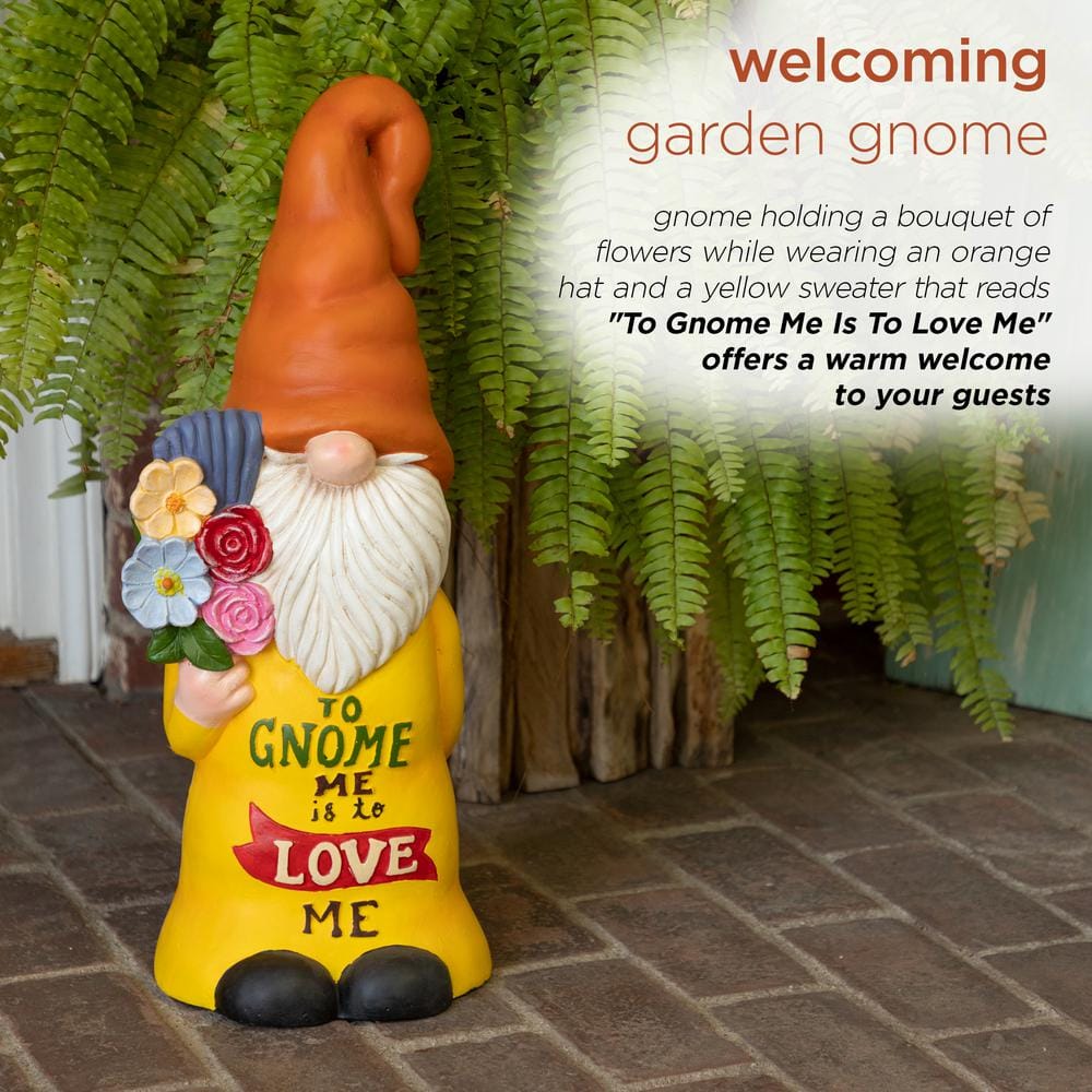 24" Multicolor Polyresin Garden Gnome with Flowers