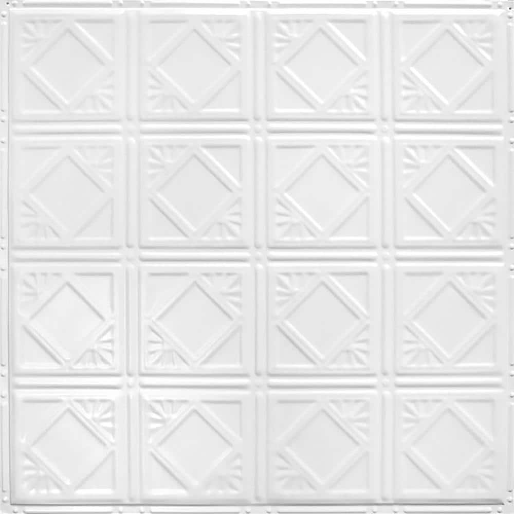 AMERICAN TIN CEILINGS Pattern #19 24 in. x 24 in. Bright White Satin ...