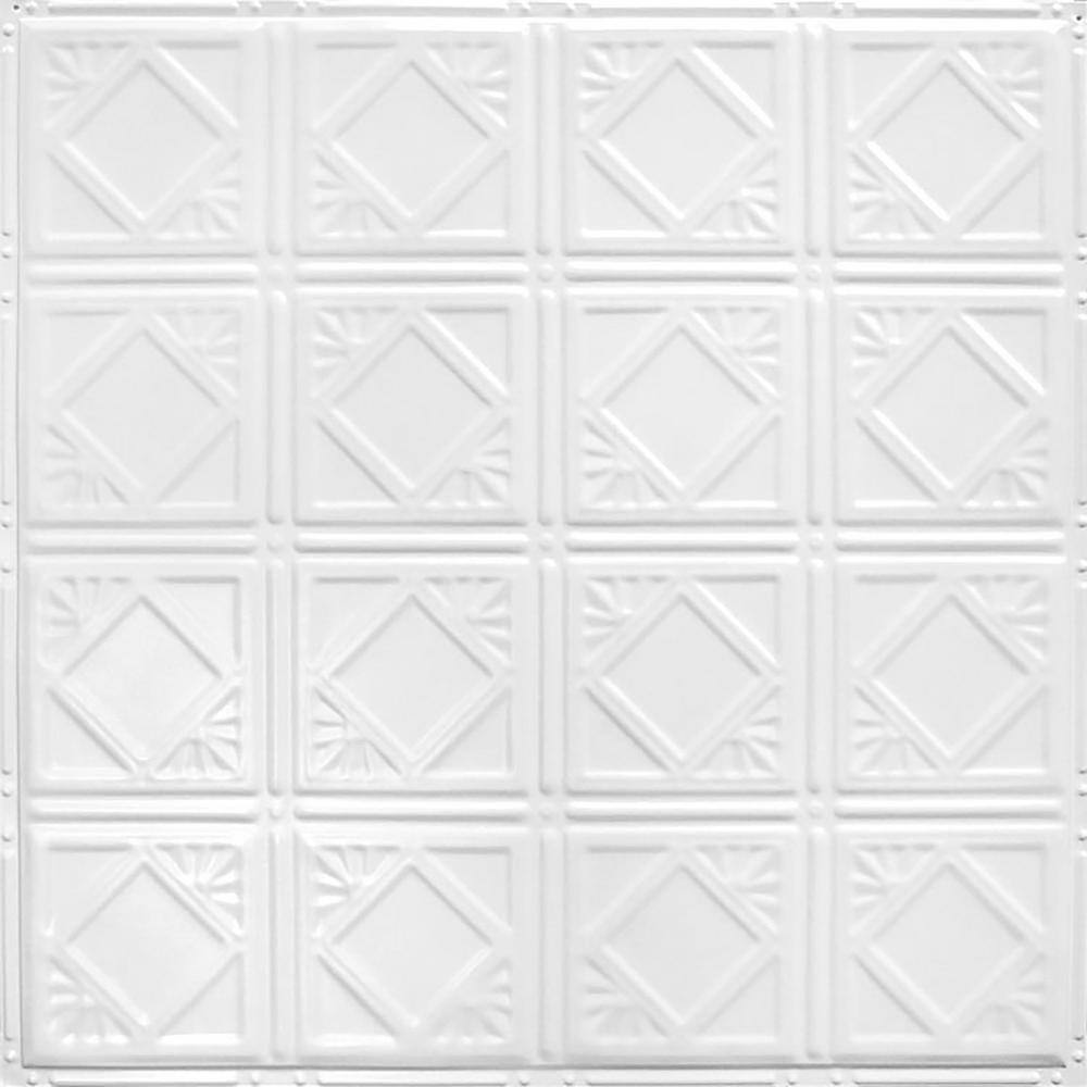 AMERICAN TIN CEILINGS Pattern #19 in Bright White Satin 2 ft. x 2 ft ...