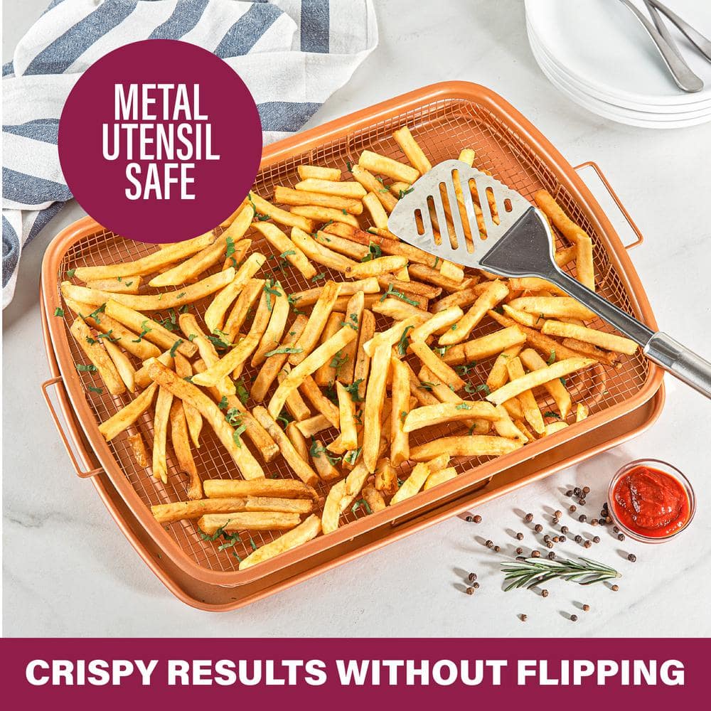 Gotham Steel Copper Nonstick Air Fryer Crisper Tray Set