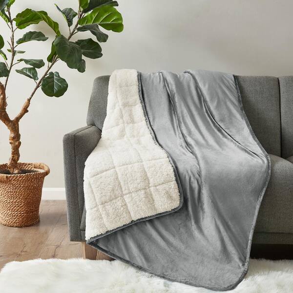 Sleep Philosophy Velvet to Berber Grey 48 in. x 72 in. 12 lbs. Weighted Blanket